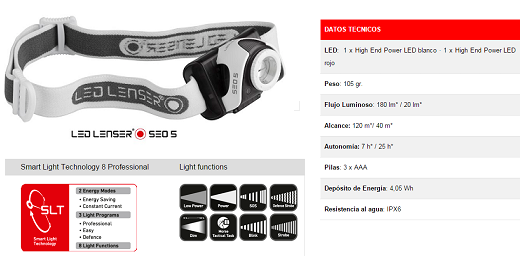 Linterna frontal Led Lenser SEO 5