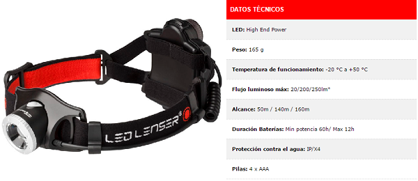 Linterna frontal led lenser h7.2