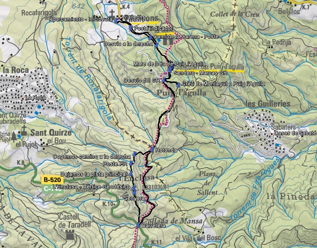 Croquis de la ruta a la Creu de Montagut - Enclusa