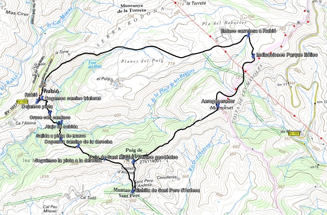 Croquis de la ruta al Puig de Sant Miquel