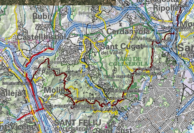 Croquis de la travesía de Collserola