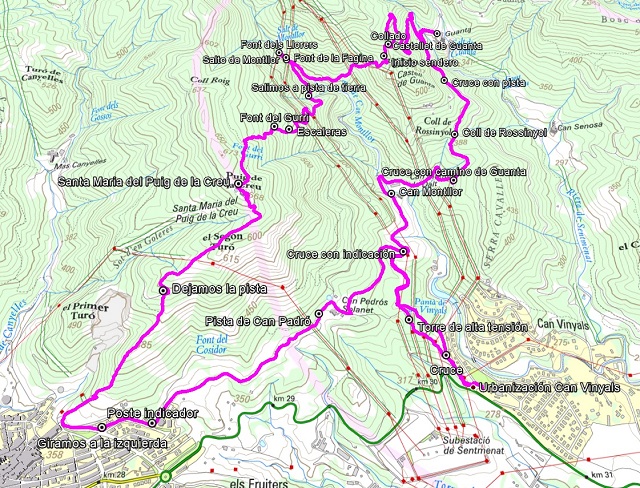 Corquis de la ruta a Guanta y al Puig de la Creu desde Sentmenat