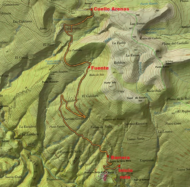 Croquis de la ruta Nerín - Cuello Arenas