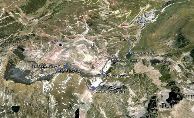 Croquis de la ruta al Pico de Envalira