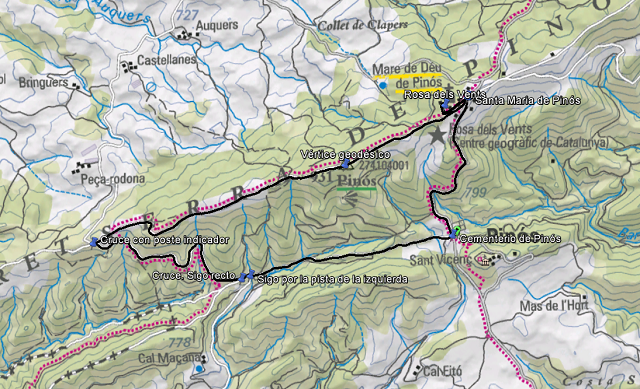 Croquis de la ruta a la Serra de Pinós