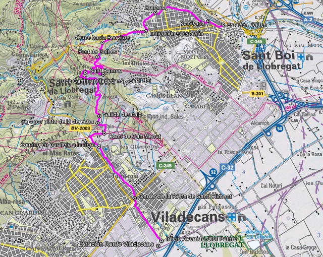 Croquis de la ruta a Sant Ramon