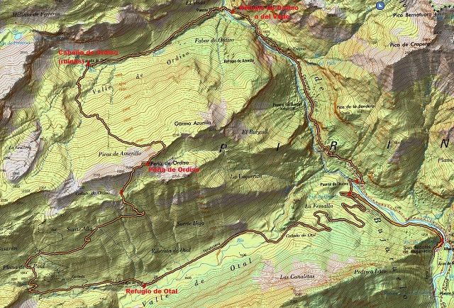 Croquis de la ruta circular a la Peña de Ordiso