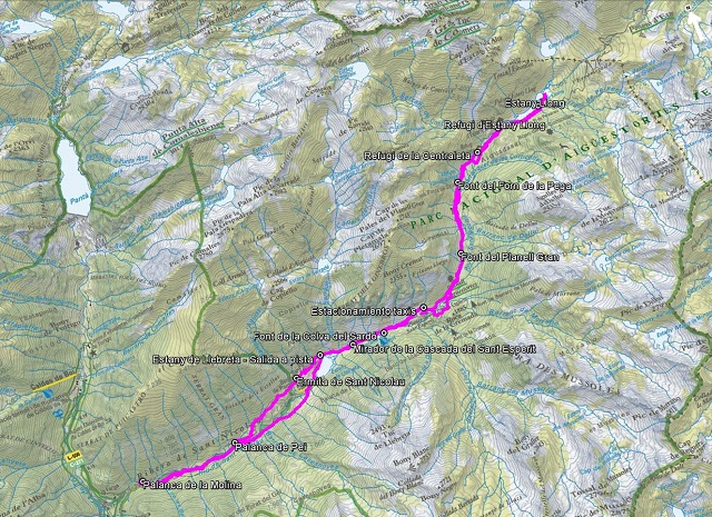 Croquis de la ruta al Estany Llong y al Estany de Llebreta