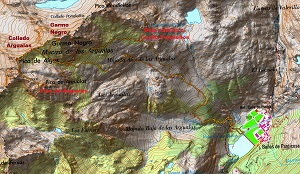 Croquis de la ruta a los picos de Algas, Argualas y Garmo Negro