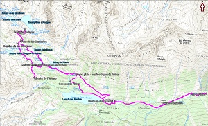 Croquis de la ruta a los Estanys d'Amitges