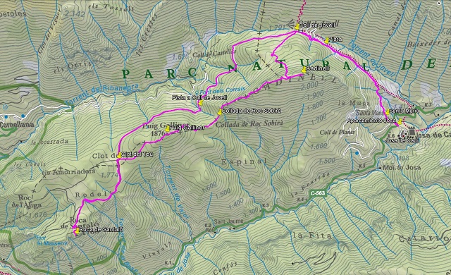 Croquis de la ruta a la Serra de Cadinell