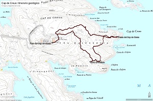 Croquis del itinerario geológico al Cap de Creus