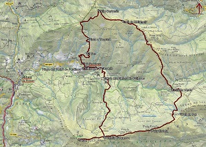 Croquis de la ruta al Puig Cerverís, Puig Estela y Taga