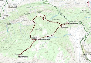 Croquis de la ruta a Els Cloterons