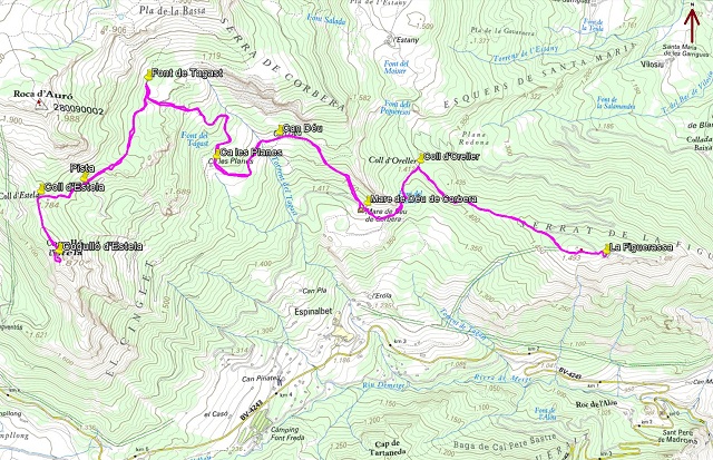 Croquis de la ruta a La Figuerassa y al Cogulló d'Estela