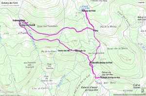 Croquis de la ruta al Estany de l'Orri