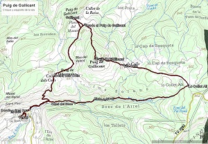 Croquis de la ruta al Puig de Gallicant desde Arbolí