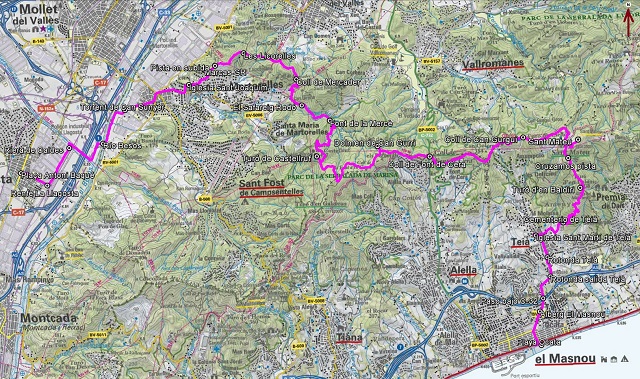 Croquis de la ruta de La Llagosta a Ocata por Castellruf y Sant Mateu