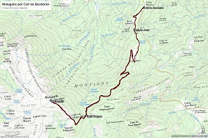 Croquis de la ruta al Matagalls por Coll de Bordoriol