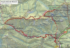 Croquis de la ruta al Penyes Altes del Moixeró