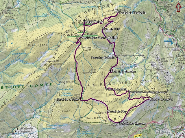 Croquis de la ruta a Port del Comte y a la Serra de Querol