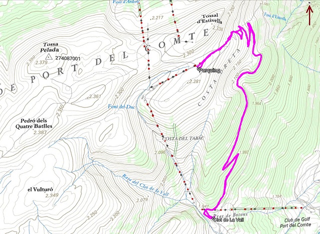 Croquis de la ruta a Port del Comt con raquetas de nieve