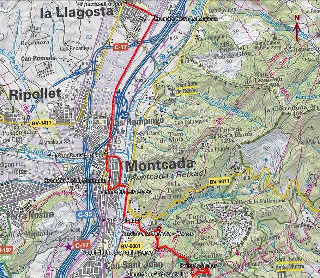 Croquis de la ruta al Puig Castellar