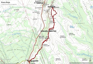 Croquis de la ruta a la Roca Roja