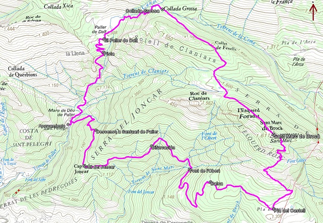 Croquis de la ruta al Sant Marc de Brocà desde la Mare de Déu de Paller