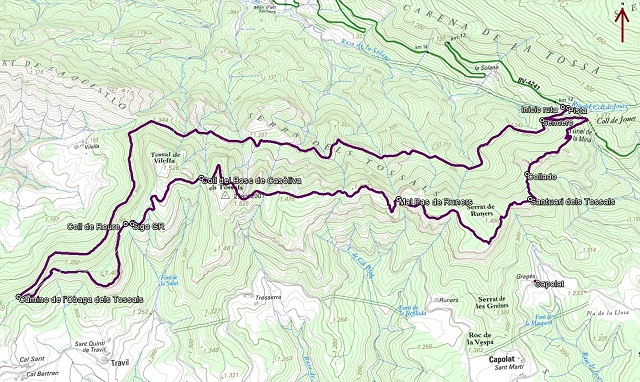 Croquis de la ruta a la Serra dels Tossals