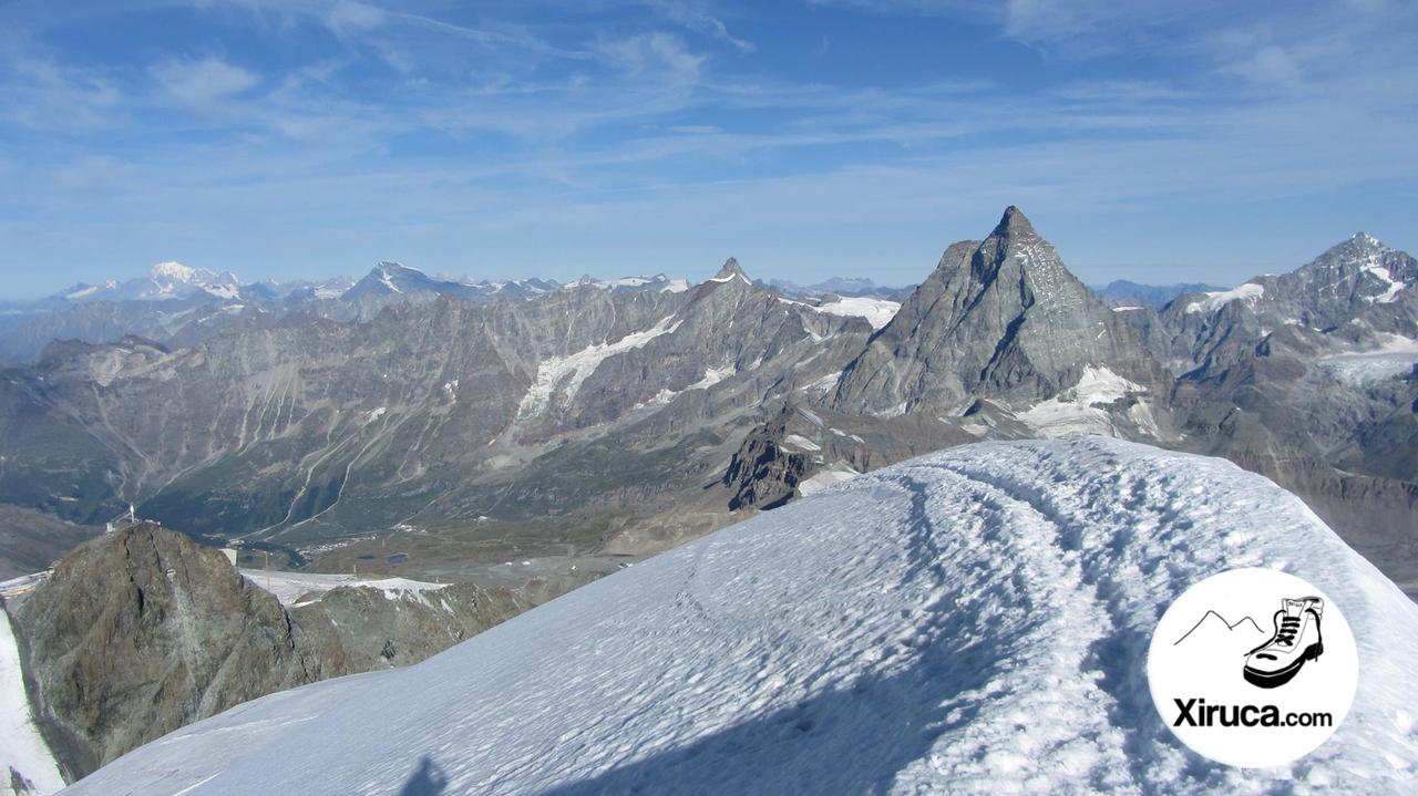 Mont Blanc y Cervino desde la cima del Breithorn