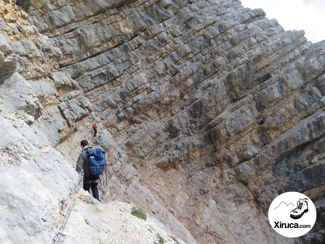 Sirga y paso lateral en la Via Ferrata Ivano Dibona