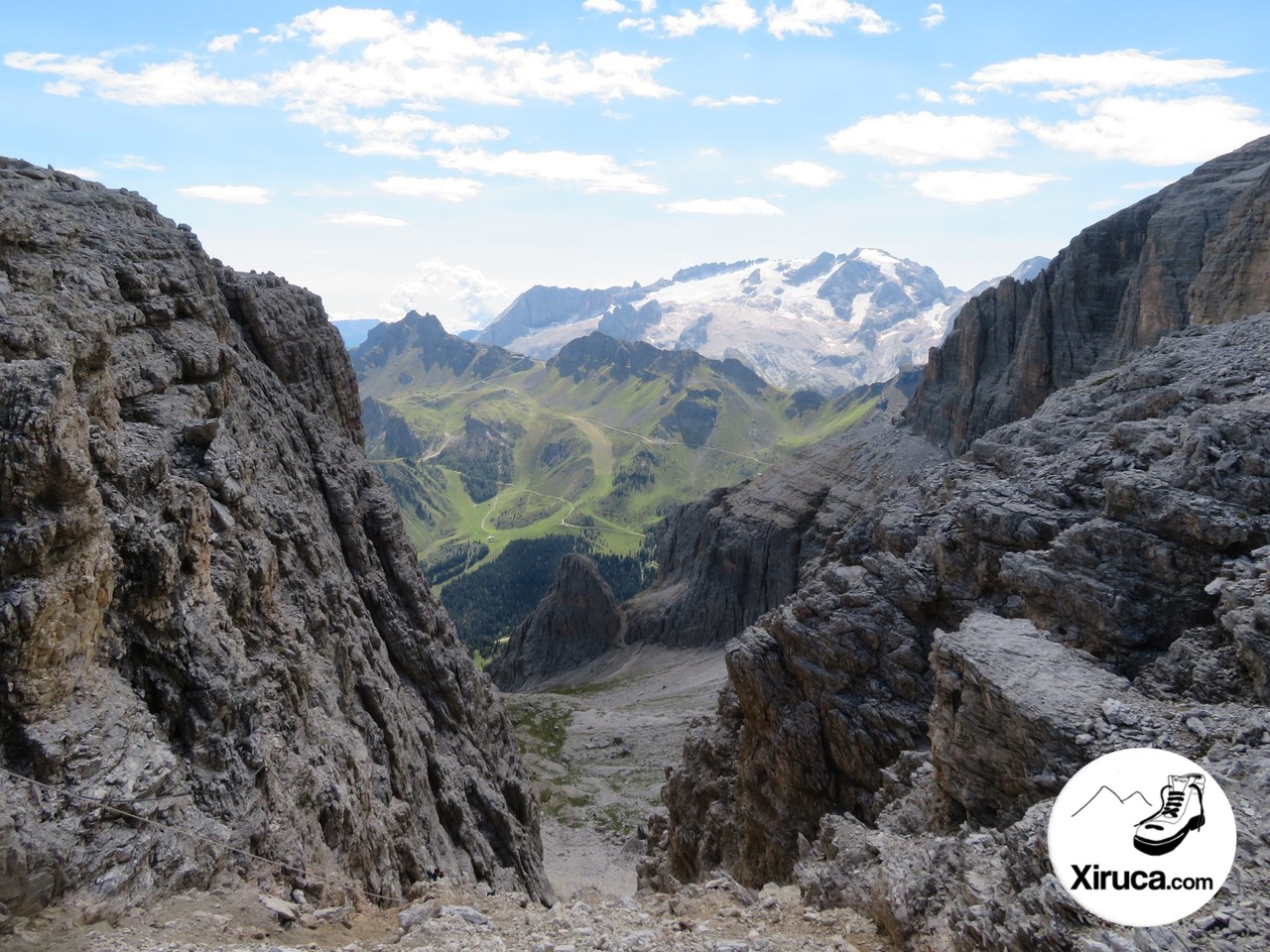 Marmolada desde la canal a la meseta del Piz Boé